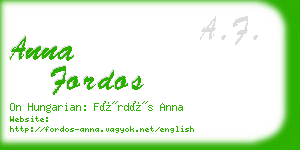 anna fordos business card